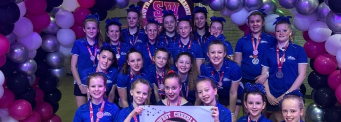 Cheerleading team celebrating their victory